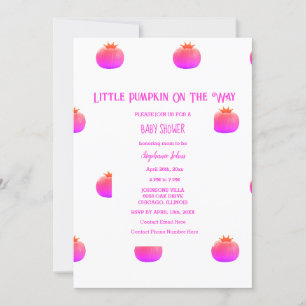 Little Pumpkin On The Way Pink Girl Baby Shower Invitation
