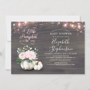 Little Pumpkin On The Way Rustic Fall Baby Shower Invitation