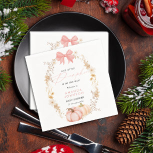 Little Pumpkin on way Autumn October baby shower Napkin