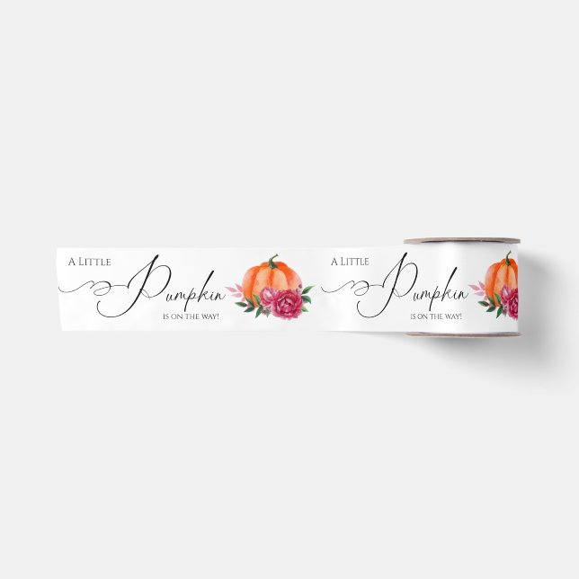 Little Pumpkin Orange Autumn Rustic Baby Shower Satin Ribbon (Front)