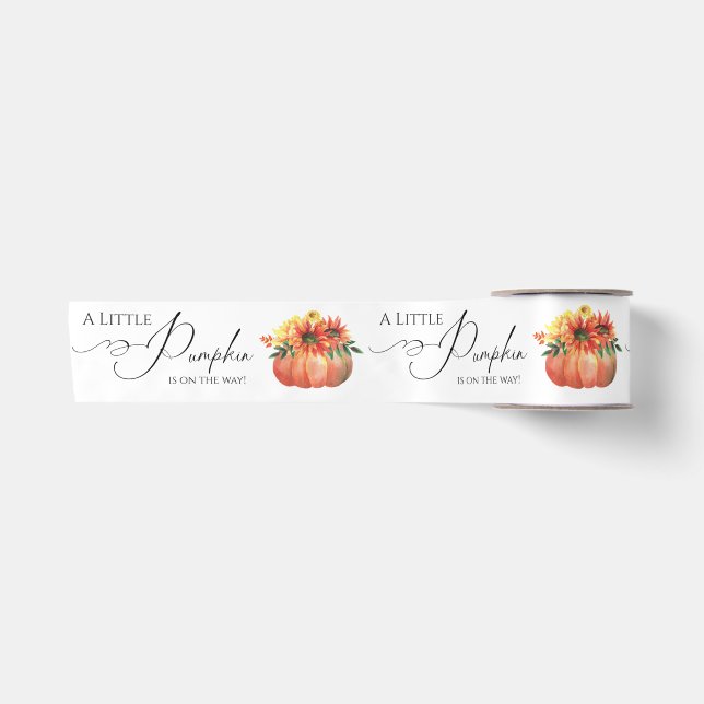 Little Pumpkin Orange Fall Rustic Baby Shower Satin Ribbon (Front)