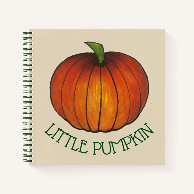 Little Pumpkin Orange Green Fall New Baby Newborn Notebook (Front)