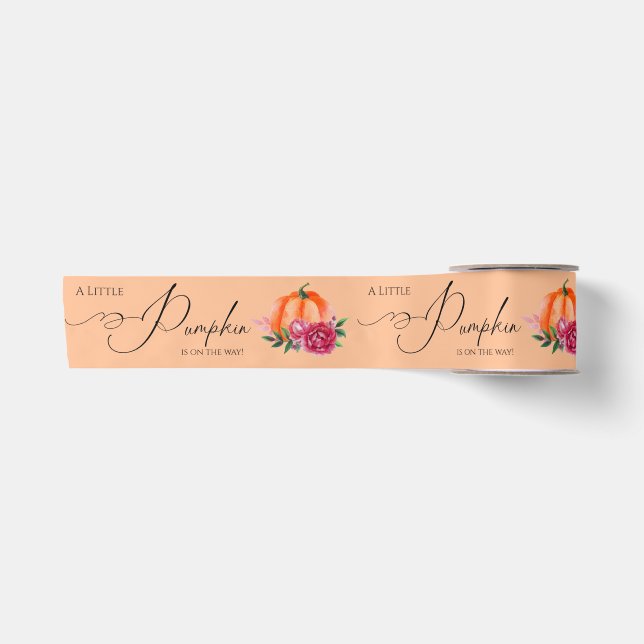 Little Pumpkin Orange Warm Fall Rustic Baby Shower Satin Ribbon (Front)