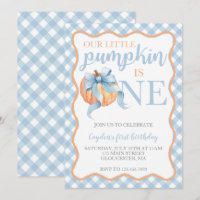 Little Pumpkin Pastel Blue Bow fall 1st Birthday