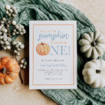 Little Pumpkin Pastel Blue Fall First Birthday Inv Invitation<br><div class="desc">Our little pumpkin birthday invite with watercolor pumpkin and pastel blue plaid. Fall first birthday theme.</div>