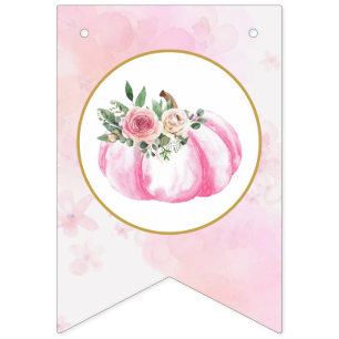 Little Pumpkin Pin Floral Fall First Birthday Bunting Flags