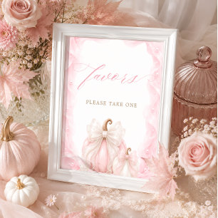 Little Pumpkin Pink Baby Shower Favours Table Sign