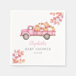 Little Pumpkin Pink Baby Shower Photo Backdrop Napkin