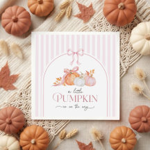 Little Pumpkin Pink Bow Baby Shower Napkins