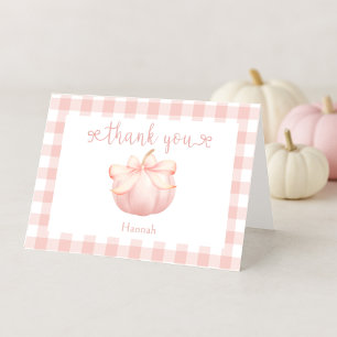 Little Pumpkin Pink Bow Baby Shower Thank You Card