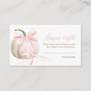 Little Pumpkin Pink Bow Diaper Raffle Enclosure Card