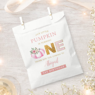 Little Pumpkin Pink Floral 1st Birthday Welcome Favour Bag