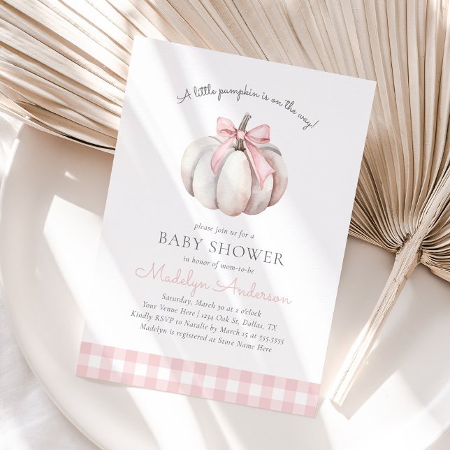 Little Pumpkin Pink Girl Baby Shower Invitation (Creator Uploaded)