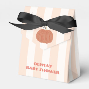 Little Pumpkin Pink Stripes Girl Baby Shower Favor Box