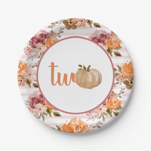 Little Pumpkin Plates Our Little Pumpkin Is Two (Front)