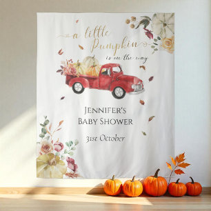 Little Pumpkin Red Truck Baby Shower Backdrop Tapestry