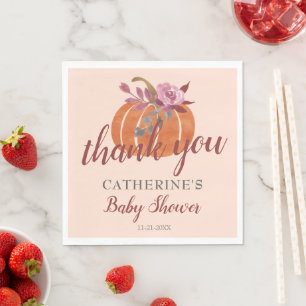 Little Pumpkin Rustic Autumn Baby Shower Thank You Napkin