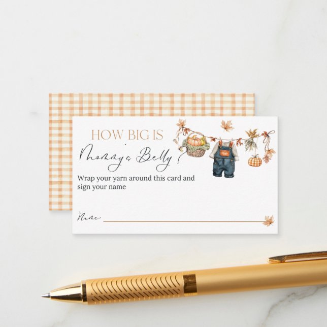 Little Pumpkin Rustic Baby Shower game card (Front/Back In Situ)