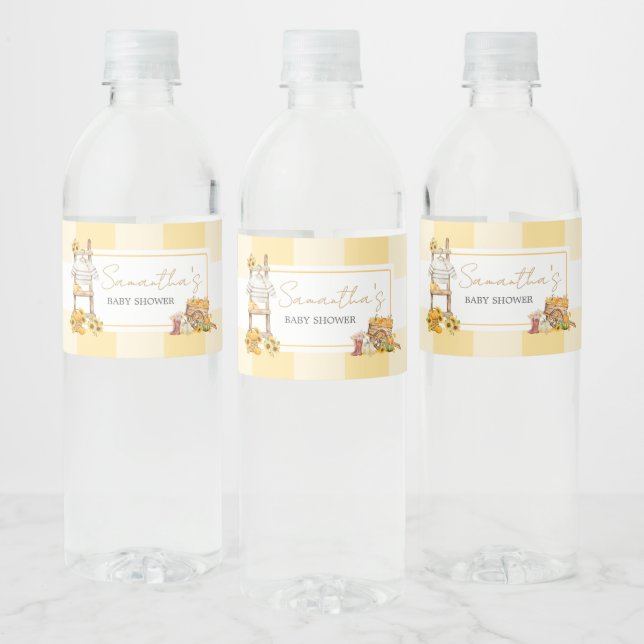 Little Pumpkin Rustic Baby Shower  Water Bottle Label (Bottles)