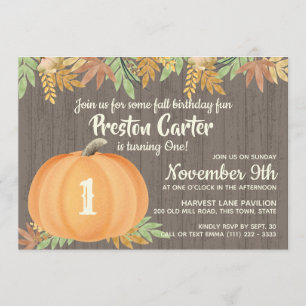 Little Pumpkin Rustic Birthday Invitation