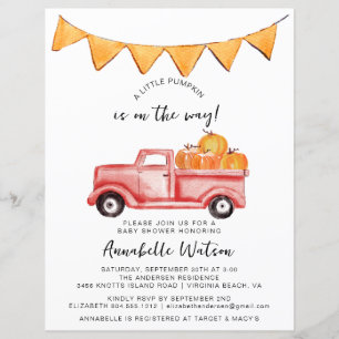 Little Pumpkin Rustic Fall Baby Shower Invitation