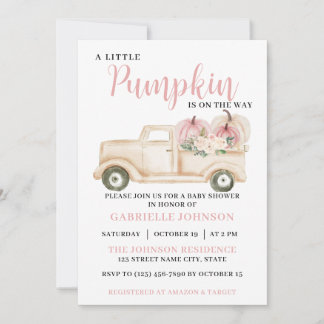 Little Pumpkin Rustic Fall Baby Shower Invitation