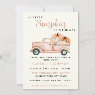 Little Pumpkin Rustic Fall Baby Shower Invitation