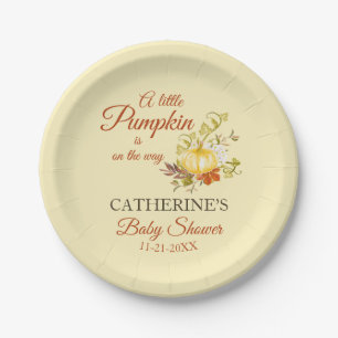 Little Pumpkin Rustic Fall Baby Shower Paper Plate