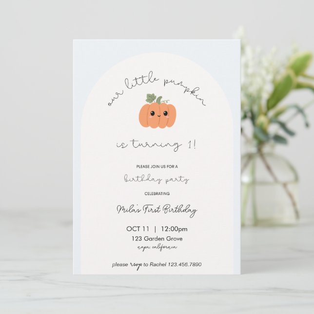 Little Pumpkin’s First Birthday Invitation  (Standing Front)