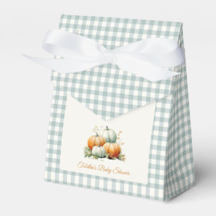 Little Pumpkin Sage Green Gingham Fall Baby Shower Favor Box