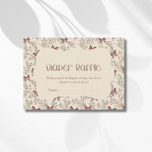 Little Pumpkin Sage Leaves Bow Diaper Raffle Enclosure Card