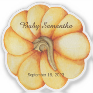 Little Pumpkin Sticker, Any Name, Baby Label