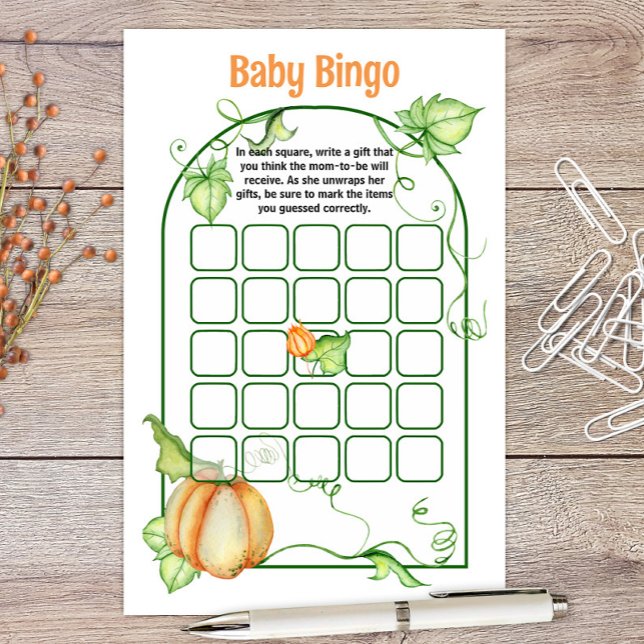 Little Pumpkin Storybook Baby Shower Bingo Game (Creator Uploaded)