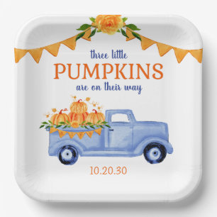 Little Pumpkin Triplet Boy Baby Shower  Paper Plate