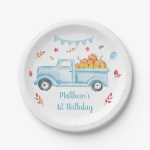Little Pumpkin Truck Birthday Paper Plate