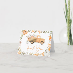 Little Pumpkin Truck Fall Baby Shower Thank You Card