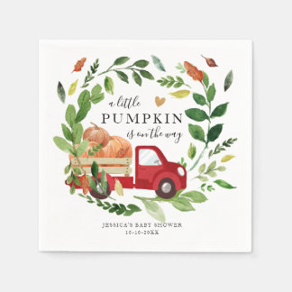 Little Pumpkin Truck Fall in Love Baby Shower Napkin