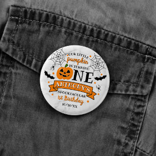 Little Pumpkin Turning One Halloween 1st Birthday 1 Inch Round Button