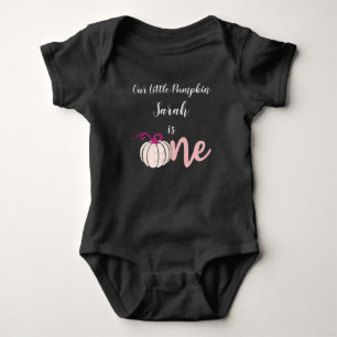 Little Pumpkin Turning One Halloween 1st Birthday Baby Bodysuit