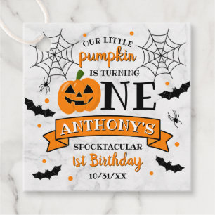 Little Pumpkin Turning One Halloween 1st Birthday Favour Tags