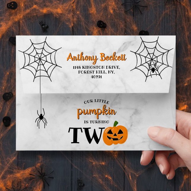 Little Pumpkin Turning Two Halloween 2nd Birthday Envelope (Creator Uploaded)