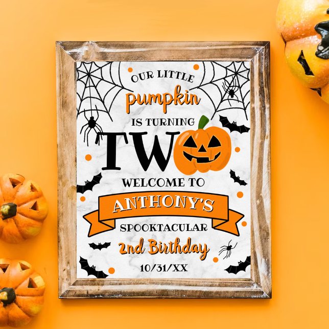 Little Pumpkin Turning Two Halloween 2nd Birthday Poster (Creator Uploaded)