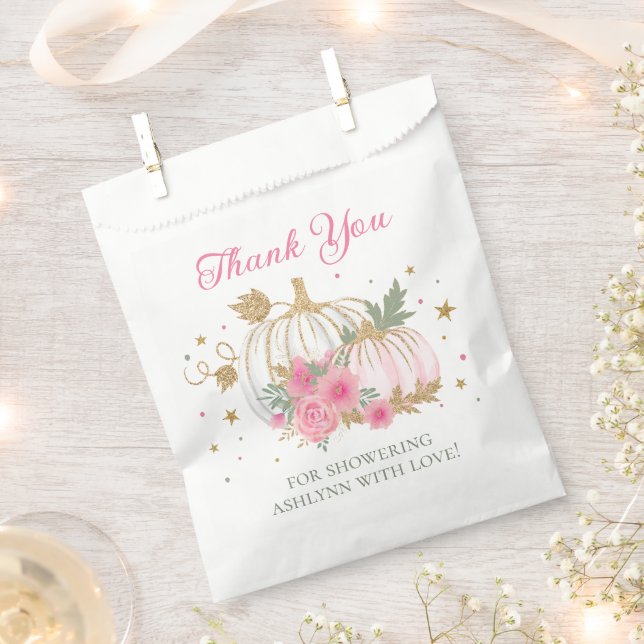 Little Pumpkin Twin Girl Baby Shower Thank You Favour Bag (Clipped)