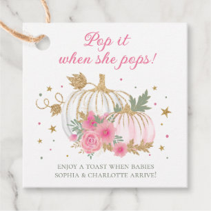 Little Pumpkin Twin Girl Pop It When She Pops Favour Tags