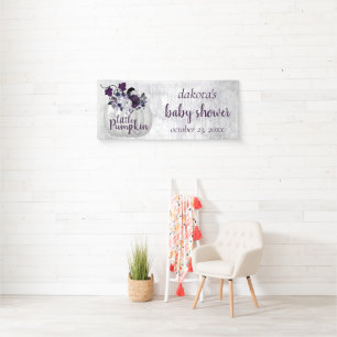 Little Pumpkin   Violet Purple Rustic Baby Shower Banner