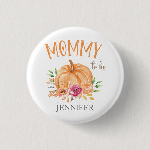 Little Pumpkin Watercolor Baby Shower Mommy to be 1 Inch Round Button
