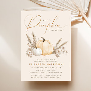 Little Pumpkin Watercolor Boho Baby Shower Invitation