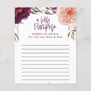 Little pumpkin watercolor floral baby shower game  flyer