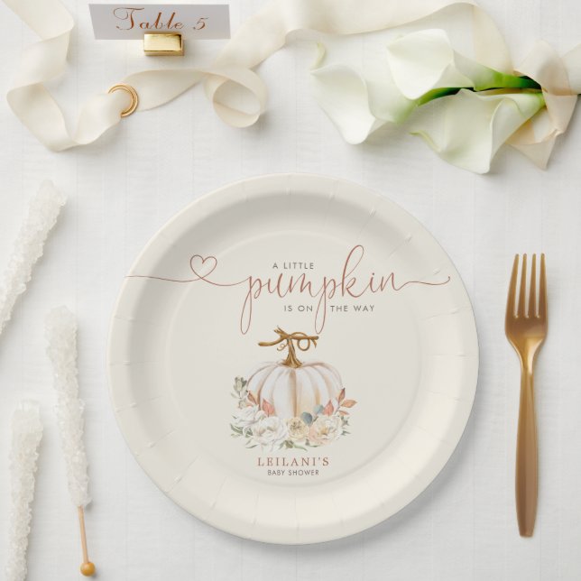 Little Pumpkin Watercolor Rustic Baby Shower Paper Plate (Wedding)