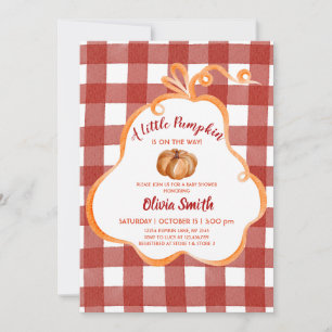 Little Pumpkin Whimsical Ribbon Frame Baby Shower Invitation